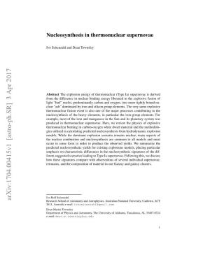 Nucleosynthesis in Thermonuclear Supernovae
