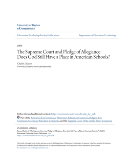 The Supreme Court and Pledge of Allegiance: Does God Still Have a Place in American Schools?