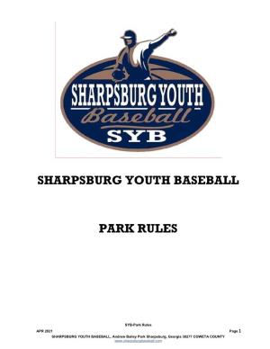 Sharpsburg Youth Baseball Park Rules