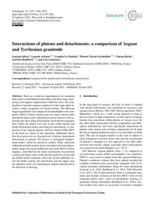 A Comparison of Aegean and Tyrrhenian Granitoids