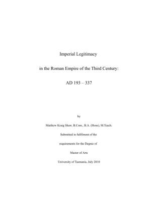 Imperial Legitimacy in the Roman Empire of the Third Century: AD
