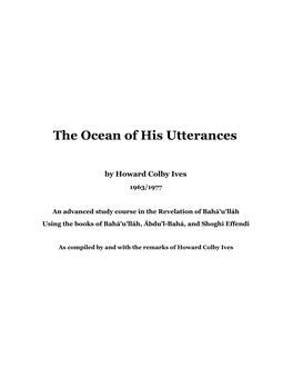 The Ocean of His Utterances