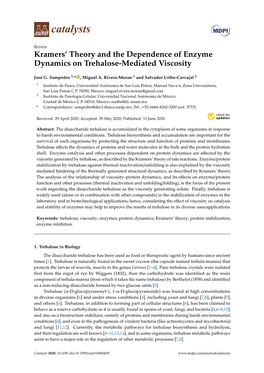 Kramers' Theory and the Dependence of Enzyme Dynamics on Trehalose