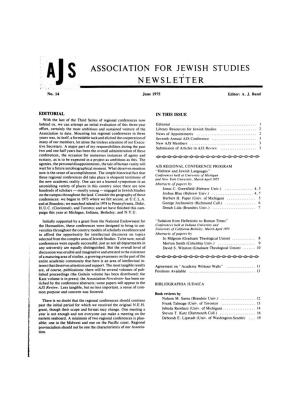 C Association for Jewish Studies Newsletter