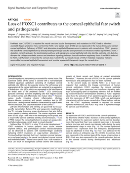 Loss of FOXC1 Contributes to the Corneal Epithelial Fate Switch and Pathogenesis