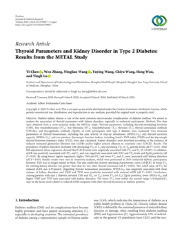 Thyroid Parameters and Kidney Disorder in Type 2 Diabetes: Results from the METAL Study