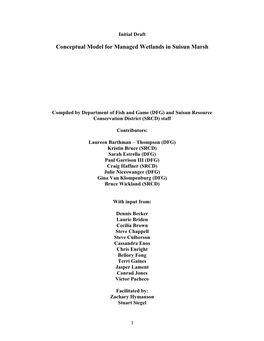 Conceptual Model for Managed Wetlands in Suisun Marsh