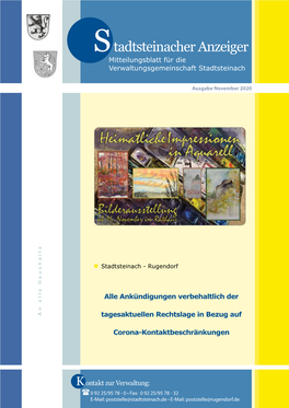 Tadtsteinacher Anzeiger Mitteilungsblatt Für Die Verwaltungsgemeinschaft Stadtsteinach