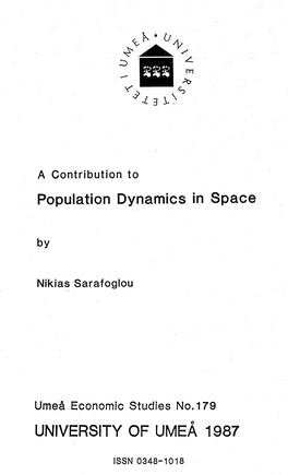 Population Dynamics in Space UNIVERSITY of UMEÅ1987
