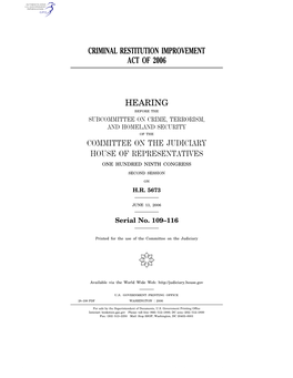 Criminal Restitution Improvement Act of 2006