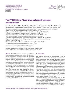 The PRISM4 (Mid-Piacenzian) Paleoenvironmental Reconstruction