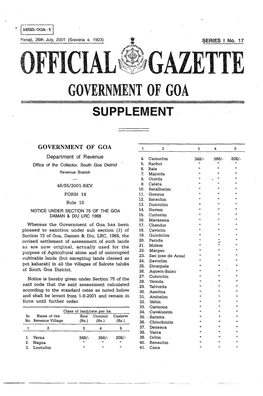 Government of Goa Supplement