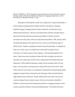 Emergent Literacy Interactions Between Parents of Latino Heritage and Their Preschool Children with Speech Or Language Impairments