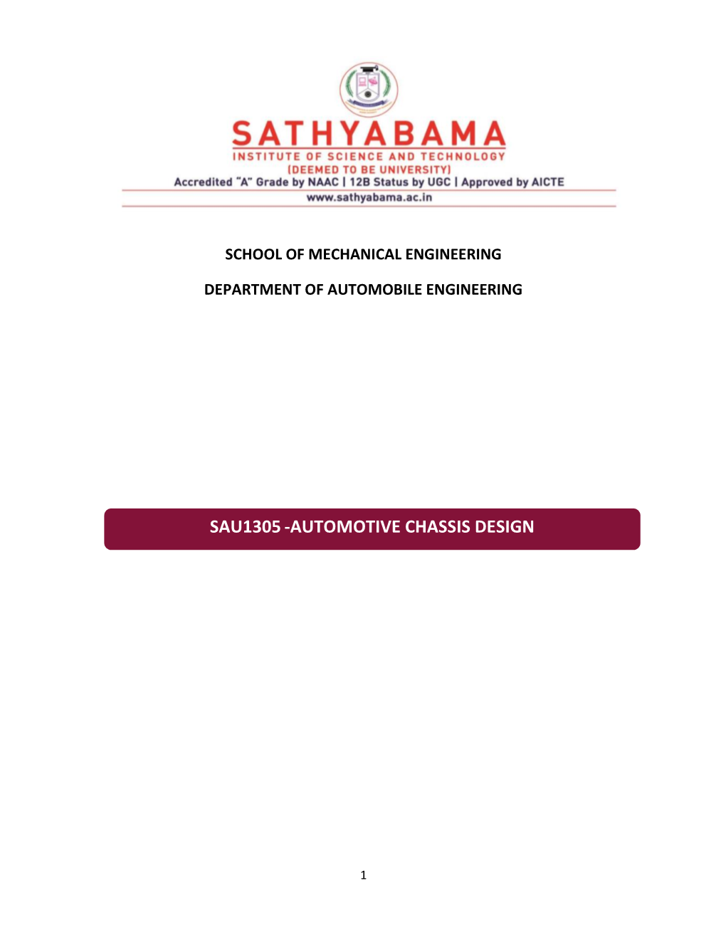 Sau1305-Automotive Chassis Design