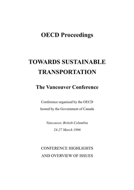 OECD Proceedings TOWARDS SUSTAINABLE TRANSPORTATION