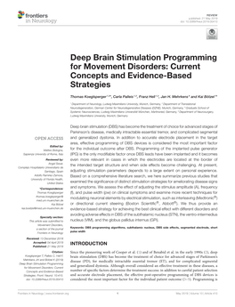 Deep Brain Stimulation Programming for Movement Disorders: Current Concepts and Evidence-Based Strategies