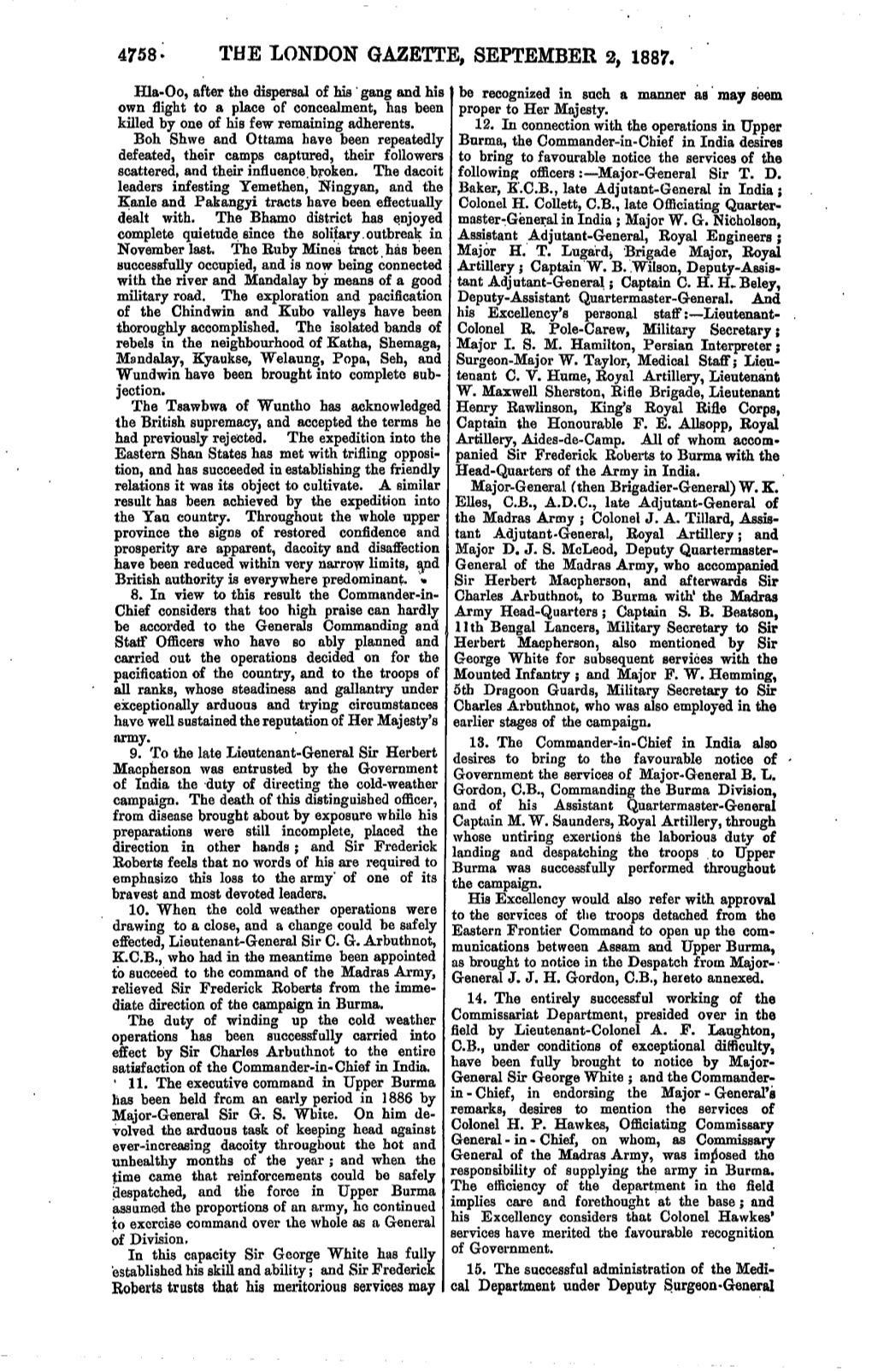 The London Gazette, September 2, 1887