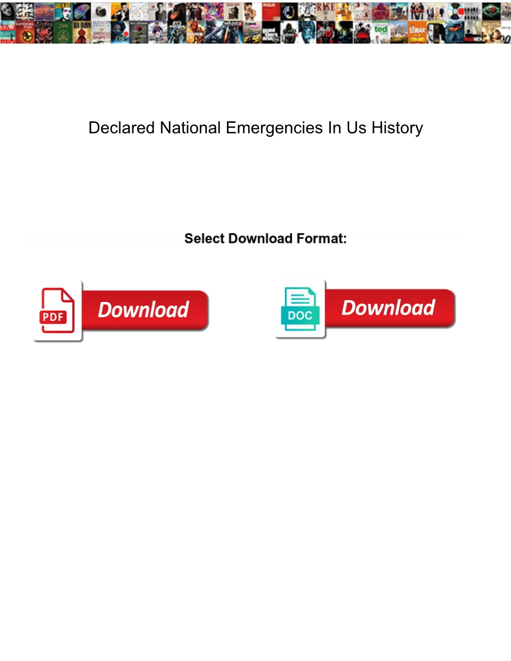 Declared National Emergencies in Us History