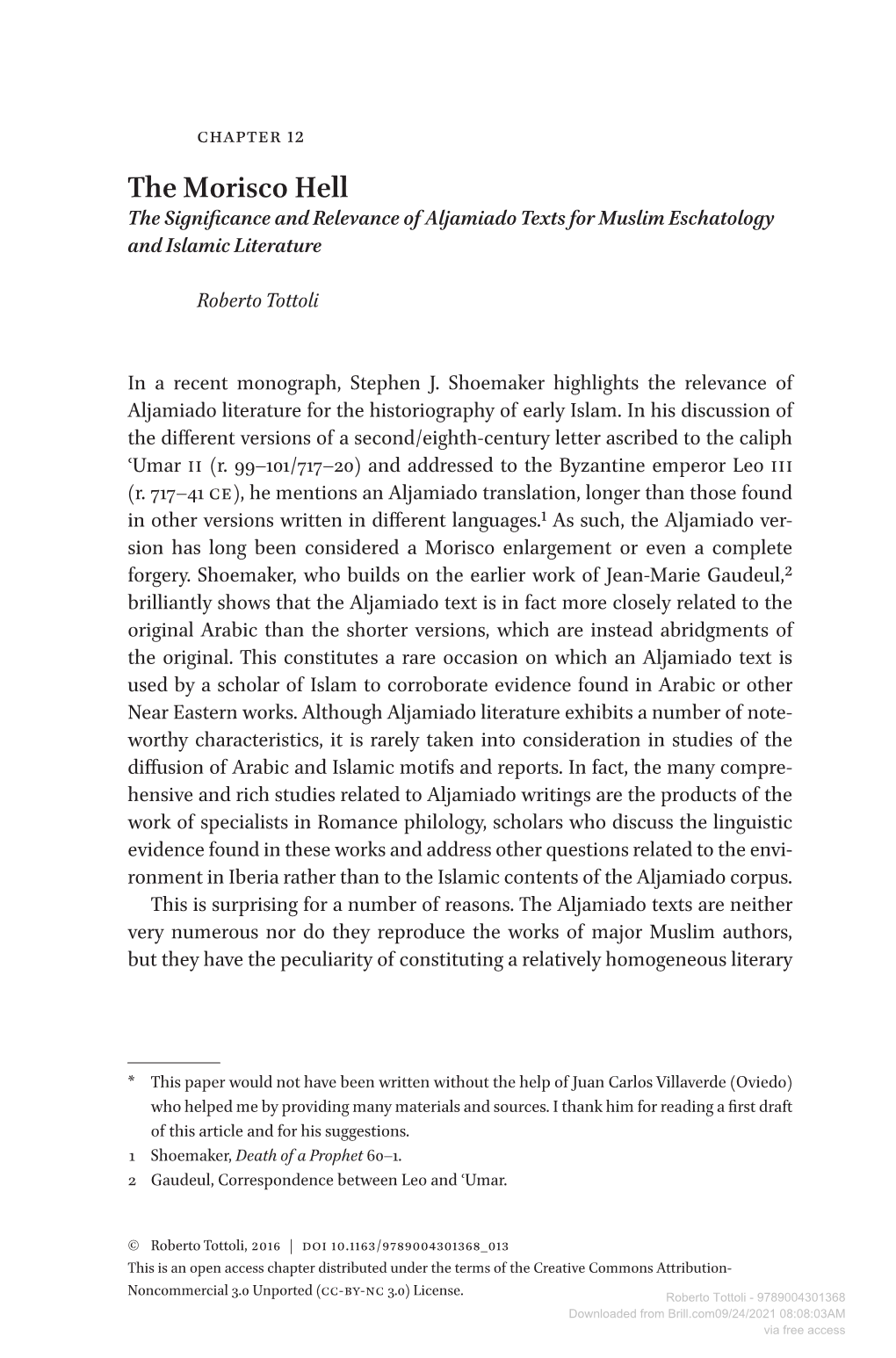 The Morisco Hell the Significance and Relevance of Aljamiado Texts for Muslim Eschatology and Islamic Literature