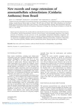 New Records and Range Extensions of Azooxanthellate Scleractinians (Cnidaria: Anthozoa) from Brazil Ralf T.S