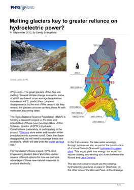 Melting Glaciers Key to Greater Reliance on Hydroelectric Power? 14 September 2012, by Sandy Evangelista