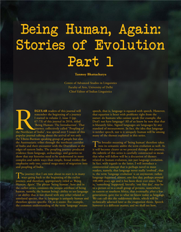 Being Human, Again: Stories of Evolution Part 1