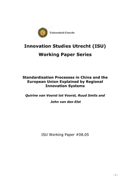 Innovation Studies Utrecht (ISU) Working Paper Series