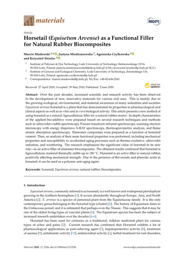 Horsetail (Equisetum Arvense) As a Functional Filler for Natural Rubber Biocomposites