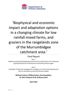 Mixed Farm LRZ Impact and Adaptation Final Technical Report