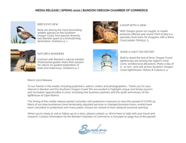 Media Release | Spring 2020 | Bandon Oregon Chamber of Commerce