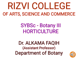 Sybsc - Botany III HORTICULTURE