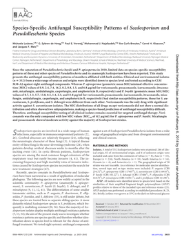 Species-Specific Antifungal Susceptibility Patterns Of