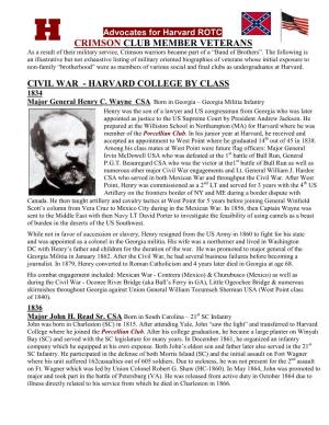 Harvard Confederates Who Fell in the Civil