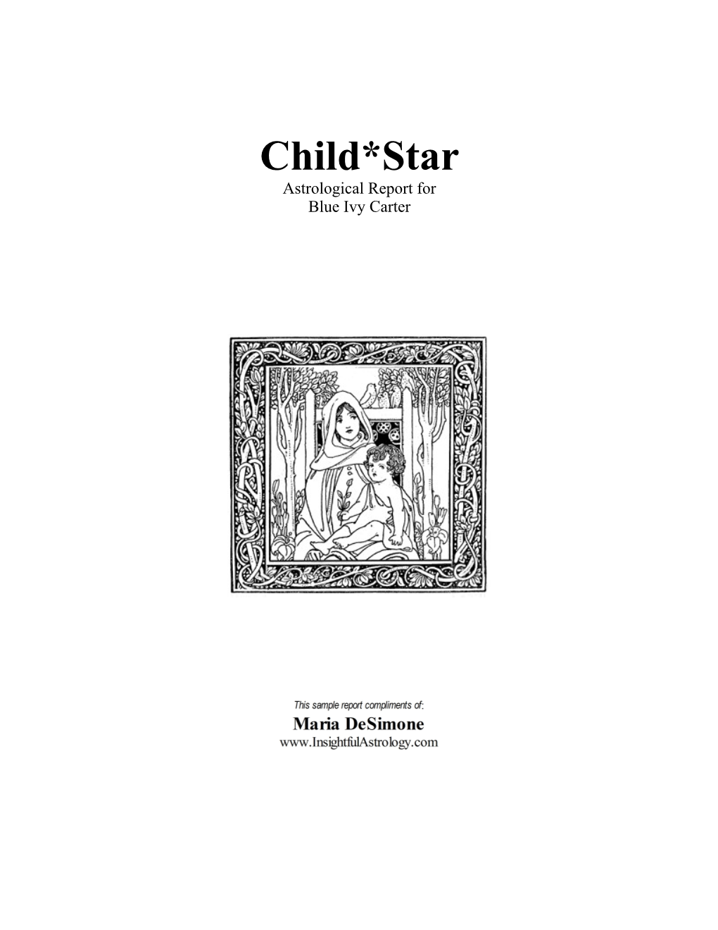 Child*Star Sample Report for Blue Ivy Carter