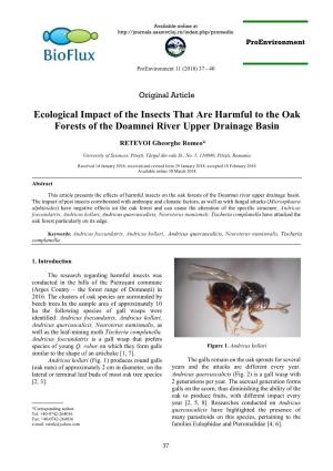 Ecological Impact of the Insects That Are Harmful to the Oak Forests of the Doamnei River Upper Drainage Basin
