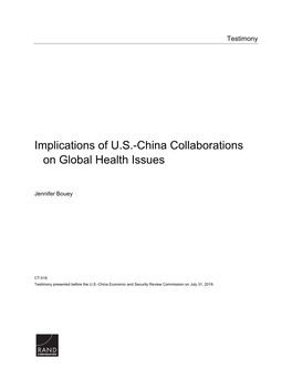 Implications of U.S.-China Collaborations on Global Health Issues