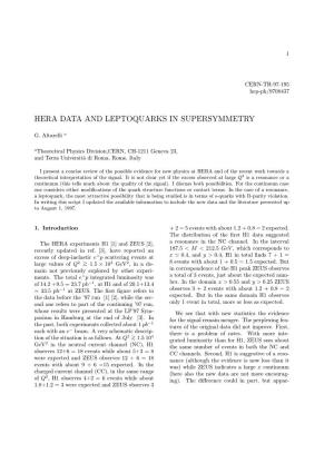 Hera Data and Leptoquarks in Supersymmetry
