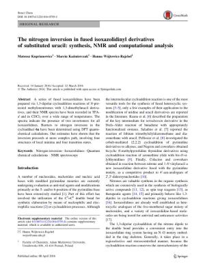 The Nitrogen Inversion in Fused Isoxazolidinyl Derivatives of Substituted Uracil: Synthesis, NMR and Computational Analysis