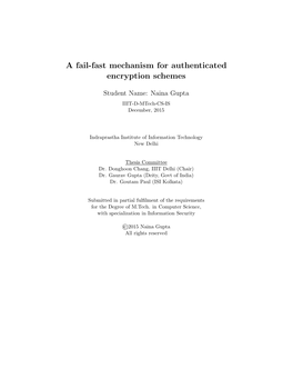 A Fail-Fast Mechanism for Authenticated Encryption Schemes