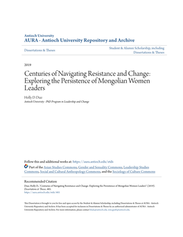Exploring the Persistence of Mongolian Women Leaders Holly D