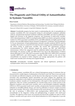 The Diagnostic and Clinical Utility of Autoantibodies in Systemic Vasculitis