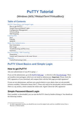 Putty Tutorial (Windows (WSL?/Mobaxterm?/Virtualbox))