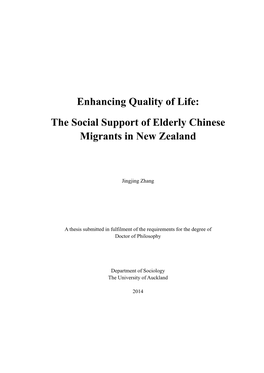 The Social Support of Elderly Chinese Migrants in New Zealand