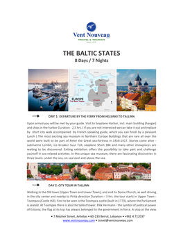 THE BALTIC STATES 8 Days / 7 Nights