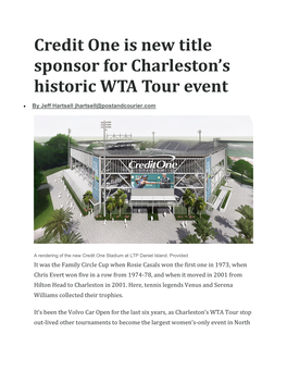 Credit One Is New Title Sponsor for Charleston's Historic WTA Tour Event