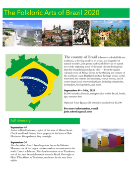 Brazil 2020 Itinerary