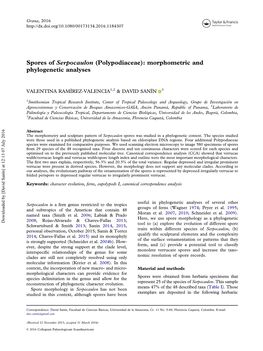 Spores of Serpocaulon (Polypodiaceae): Morphometric and Phylogenetic Analyses