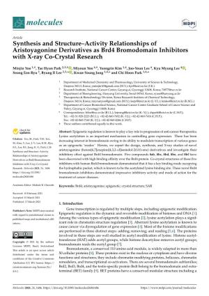 Synthesis and Structure–Activity Relationships of Aristoyagonine Derivatives As Brd4 Bromodomain Inhibitors with X-Ray Co-Crystal Research