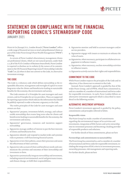 Statement on Compliance with the Financial Reporting Council’S Stewardship Code January 2021