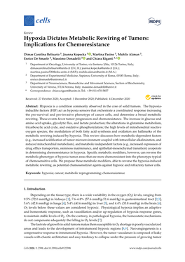 Hypoxia Dictates Metabolic Rewiring of Tumors: Implications for Chemoresistance